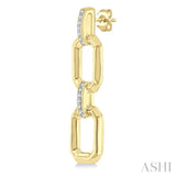 1/10 Ctw Bold Octagonal Link Round Cut Diamond Fashion Earrings in Yellow Gold Vermeil