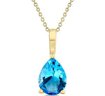 Load image into Gallery viewer, 8X5 MM Pear Cut Blue Topaz Semi-Precious Solitaire Pendant With Chain in 14K Yellow Gold