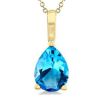 Load image into Gallery viewer, 8X5 MM Pear Cut Blue Topaz Semi-Precious Solitaire Pendant With Chain in 14K Yellow Gold