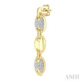 1/10 Ctw Bold Mariner Link Round Cut Diamond Fashion Earrings in Yellow Gold Vermeil
