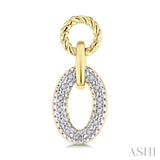 1/10 Ctw Oval Shaped Open Window Link Round Cut Diamond Earrings in Yellow Gold Vermeil