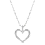 Load image into Gallery viewer, 1/2 Ctw Round Cut Diamond Heart Pendant With Chain in 14K White Gold