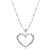 1/2 Ctw Round Cut Diamond Heart Pendant With Chain in 14K White Gold