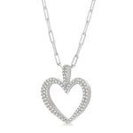 Load image into Gallery viewer, 1/2 Ctw Round Cut Diamond Heart Pendant With Chain in 14K White Gold
