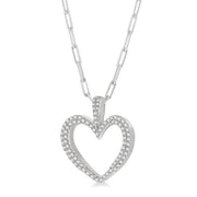 1/2 Ctw Round Cut Diamond Heart Pendant With Chain in 14K White Gold