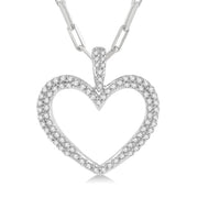 1/2 Ctw Round Cut Diamond Heart Pendant With Chain in 14K White Gold