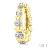 1/10 Ctw Bold Puffed Pod Rib Round Cut Diamond Fashion Hoop Earring in Yellow Gold Vermeil