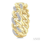 1/10 Ctw Round Cut Diamond Cuban Link Hoop Earrings in Yellow Gold Vermeil