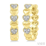 1/20 Ctw Puffed Heart Round Cut Diamond Hoop Earrings in Yellow Gold Vermeil