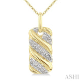 1/10 Ctw Bold Ribbed Swirl Round Cut Diamond Pirouette Fashion Pendant With Chain in Yellow Gold Vermeil