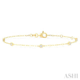 1/6 Ctw Round Cut Diamond Paperclip Station Bracelet in 14K Yellow Gold