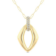 1/4 Ctw Open Window Marquise Shape Round Cut Diamond Fashion Pendant With Chain in 14K Yellow Gold