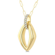 1/4 Ctw Open Window Marquise Shape Round Cut Diamond Fashion Pendant With Chain in 14K Yellow Gold