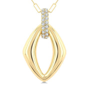 1/4 Ctw Open Window Marquise Shape Round Cut Diamond Fashion Pendant With Chain in 14K Yellow Gold