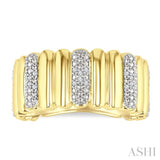 1/10 Ctw Bold Ribbed Round Cut Diamond Pirouette Fashion Wide Band in Yellow Gold Vermeil