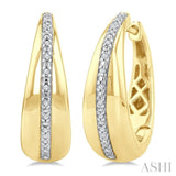 1/10 Ctw Bold Round Cut Diamond Panel Fashion Hoop Earrings in Yellow Gold Vermeil