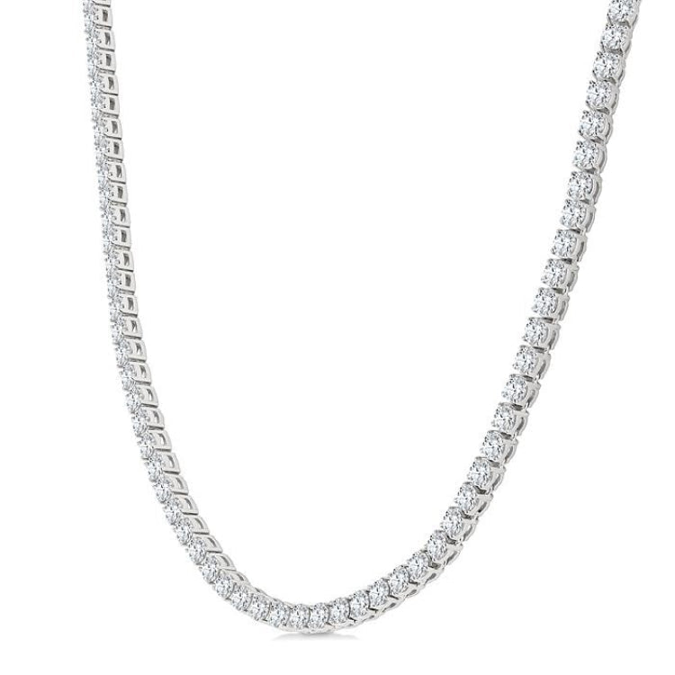 20 Ctw Round Cut Diamond Tennis Necklace in 14K White Gold