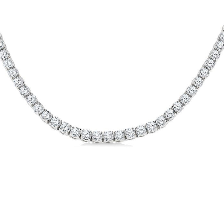 20 Ctw Round Cut Diamond Tennis Necklace in 14K White Gold