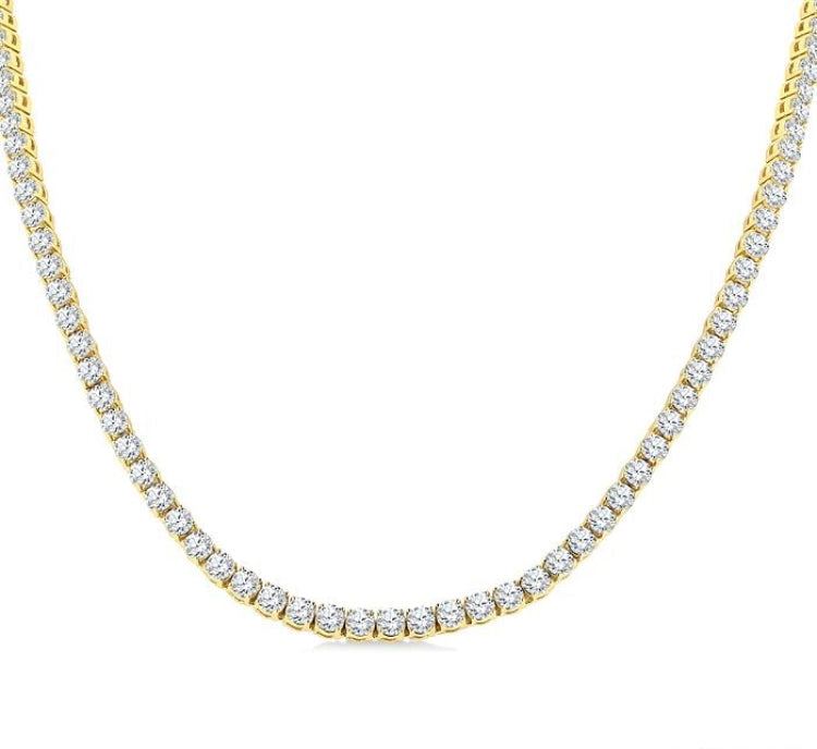 20 Ctw Round Cut Diamond Tennis Necklace in 14K Yellow Gold