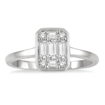 Load image into Gallery viewer, 1/3 Ctw Octagonal Shape Baguette and Round Cut Diamond Ladies Ring in 14K White Gold