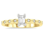 Load image into Gallery viewer, 1/10 Ctw Emerald Shape Round Cut Diamond Semi-Mount Engagement Ring in 14K Yellow and White Gold