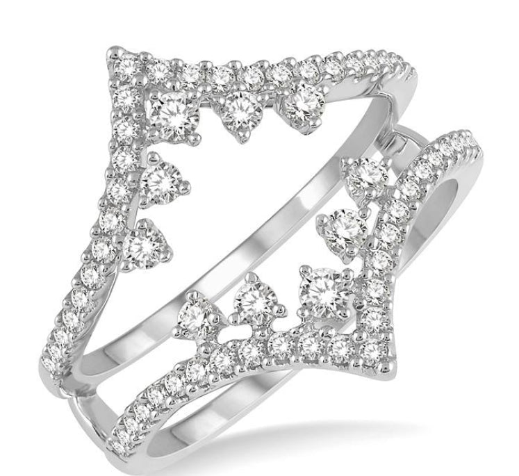 5/8 Ctw Pointed Arch Round Cut Diamond Insert Ring in 14K White Gold