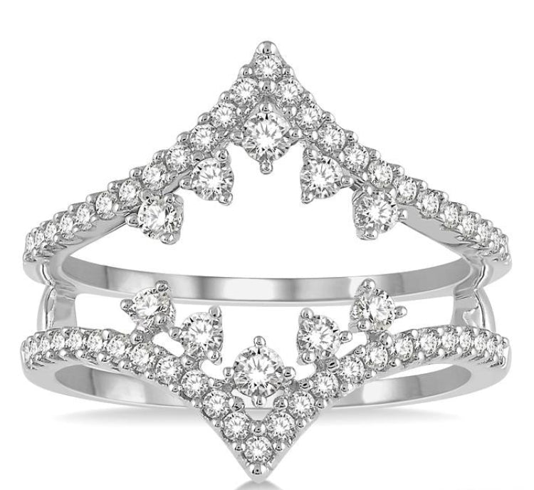 5/8 Ctw Pointed Arch Round Cut Diamond Insert Ring in 14K White Gold