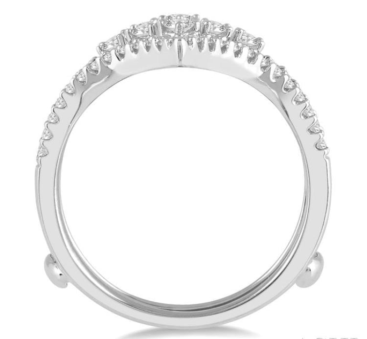5/8 Ctw Pointed Arch Round Cut Diamond Insert Ring in 14K White Gold