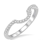 Load image into Gallery viewer, 1/8 Ctw Curved Center Round Cut Diamond Wedding Band in 14K White Gold