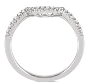 1/8 Ctw Curved Center Round Cut Diamond Wedding Band in 14K White Gold