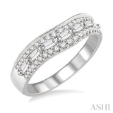 5/8 Ctw Baguette and Twin Row Round Cut Diamond Wedding Band in 14K White Gold