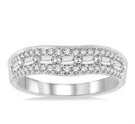 Load image into Gallery viewer, 5/8 Ctw Baguette and Twin Row Round Cut Diamond Wedding Band in 14K White Gold