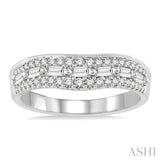 5/8 Ctw Baguette and Twin Row Round Cut Diamond Wedding Band in 14K White Gold