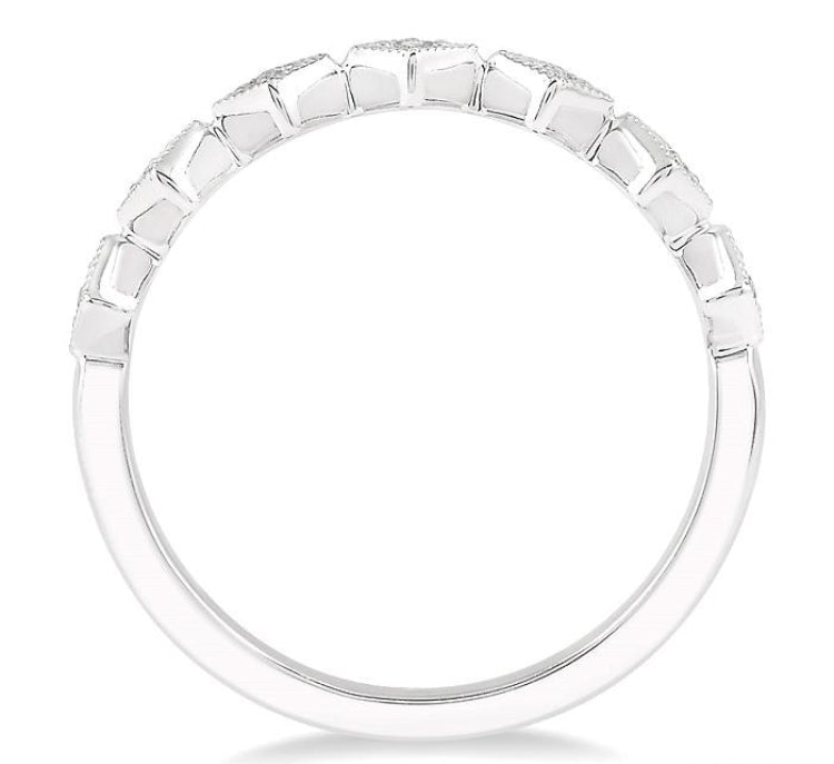 1/10 Ctw Rhombus Lattice Round Cut Diamond Stackable Band in 14K White Gold