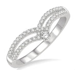 Load image into Gallery viewer, 1/4 Ctw Interlocked Twin Chevron Round Cut Diamond Fashion Ring in 14K White Gold