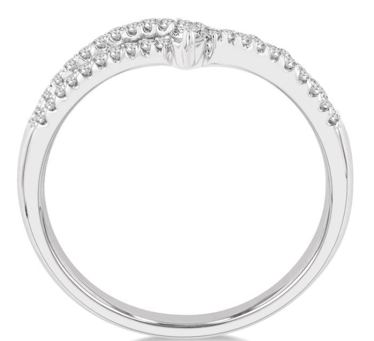 1/4 Ctw Interlocked Twin Chevron Round Cut Diamond Fashion Ring in 14K White Gold