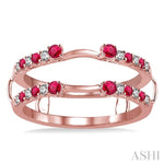 Load image into Gallery viewer, 2 MM &amp; 1.5 MM Ruby and 1/5 Ctw Round Cut Diamond Precious Insert Ring in 14K Rose Gold