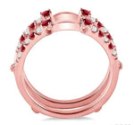 Load image into Gallery viewer, 2 MM &amp; 1.5 MM Ruby and 1/5 Ctw Round Cut Diamond Precious Insert Ring in 14K Rose Gold