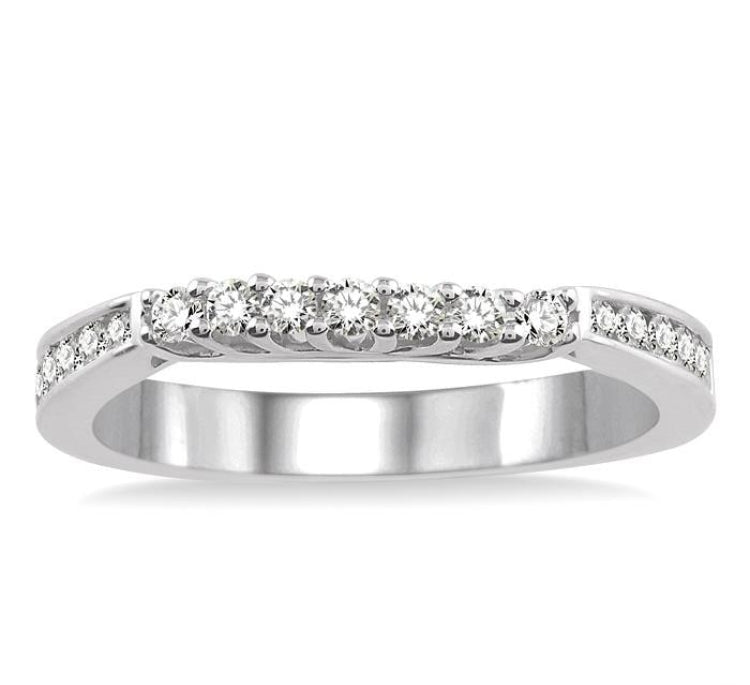 3/8 Ctw Round Cut Diamond Wedding Band in 14K White Gold