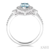 7X5MM Pear shape Aquamarine Center and 1/4 Ctw Round Cut Diamond Precious Stone Ring in 14K White Gold