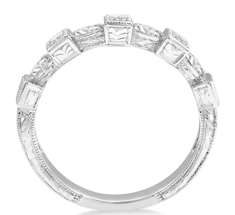 3/8 Ctw Marquise and Princess Cut Diamond Ladies Band in 14K White Gold