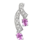 Load image into Gallery viewer, 4x3 MM Oval Cut Pink Sapphire and 1/5 Ctw Round Cut Diamond Precious Earrings in 14K White Gold