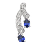 Load image into Gallery viewer, 4x3 MM Oval Cut Sapphire and 1/5 Ctw Round Cut Diamond Precious Earrings in 14K White Gold