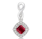 Load image into Gallery viewer, 4x4 MM Cushion Shape Ruby and 1/5 Ctw Round Cut Diamond Earrings in 10K White Gold