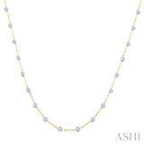 2 Ctw Bezel Set Round Cut Diamond Station Necklace in 14K Yellow and White Gold