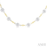 4 Ctw Bezel Set Round Cut Diamond Station Necklace in 14K Yellow and White Gold