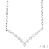 1/8 Ctw Chevron Round Cut Petite Diamond Necklace in 10K White Gold