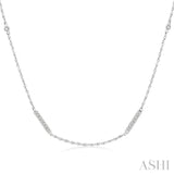 1/2 Ctw Bar and Circular Mount Round Cut Diamond Station Necklace in 14K White Gold