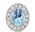 Load image into Gallery viewer, 7x5 MM Oval Cut Aquamarine and 3/8 Ctw Round Cut Diamond Earrings in 14K White Gold