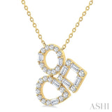1/2 Ctw Open Window Geometric Shapes Baguette and Round Cut Diamond Fashion Necklace in 10K Yellow Gold